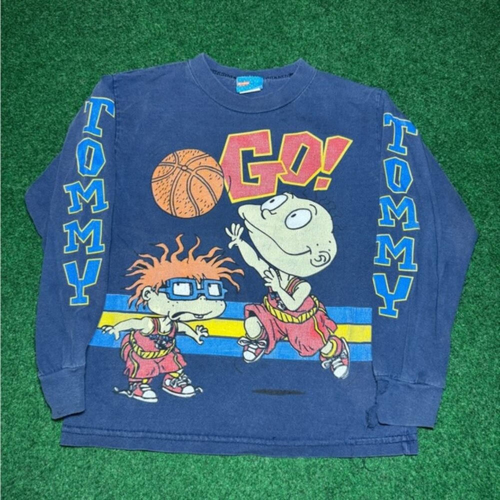 Vintage 90s Rugrats Tommy Chucky Basketball Long Sleeve Boys Med 5-6 T Shirt